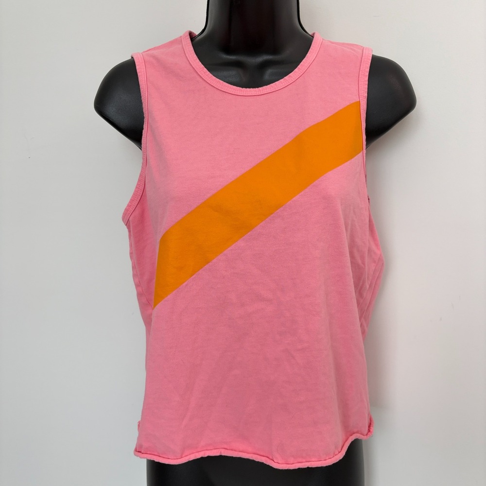 Splits59 Tank Top Pink Orange Diagonal Stripe Small Pink